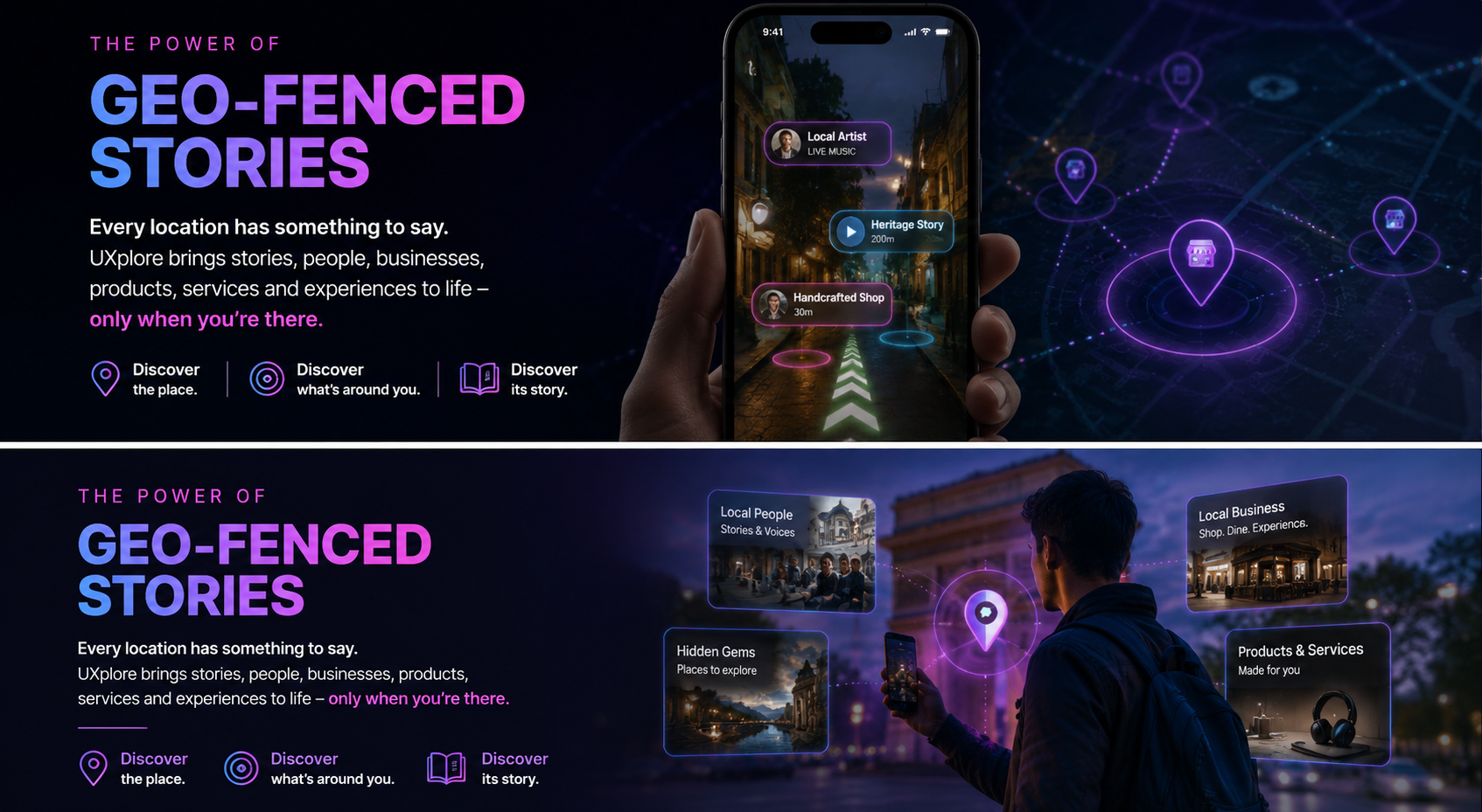 UXplore geo-fenced AR stories: discover places, people and stories around you